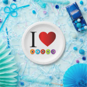 Ik hou van bingo papieren bordje (Feest)