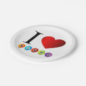 Ik hou van bingo papieren bordje (Gekanteld)