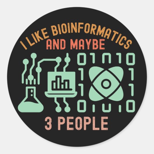 Ik hou van bio-informatica en misschien 3 mensen ronde sticker (Voorkant)