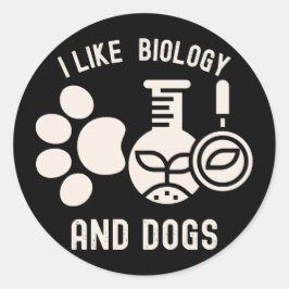 Ik hou van biologie en honden, student biologie ronde sticker
