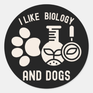 Ik hou van biologie en honden, student biologie ronde sticker