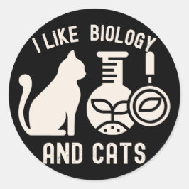 Ik hou van biologie en katten, hoofdvak biologie ronde sticker