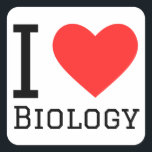 Ik hou van biologie vierkante sticker<br><div class="desc">Ik hou van biologie,  voor natuur liefhebbers</div>