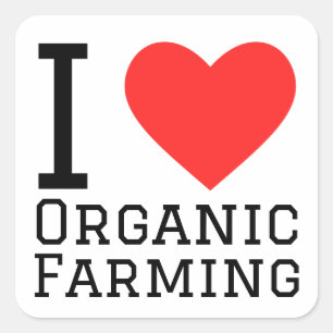 Ik hou van biologische landbouw vierkante sticker