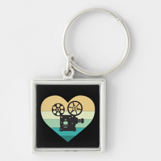 Ik Hou Van Bioscoop Retro Filmprojector Sleutelhanger (Voorkant)