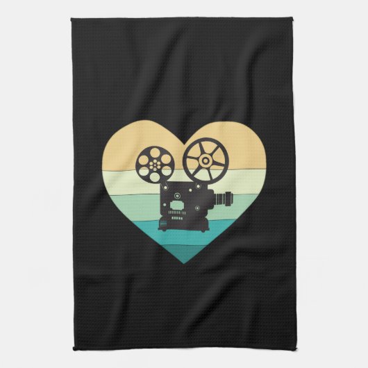 Ik hou van bioscoop retro filmprojector theedoek (Verticaal)