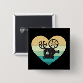 Ik Hou Van Bioscoop Retro Filmprojector Vierkante Button 5,1 Cm (Voorkant /achterkant)