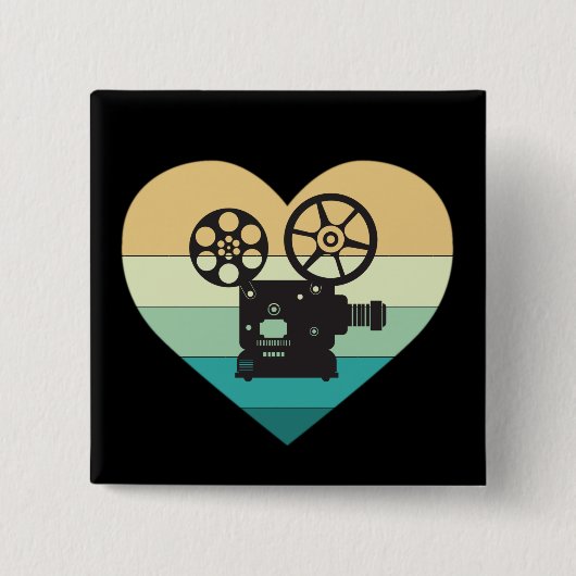 Ik Hou Van Bioscoop Retro Filmprojector Vierkante Button 5,1 Cm (Voorkant)