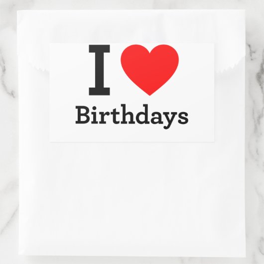 Ik hou van Birthdays Rechthoekige Sticker (Tas)