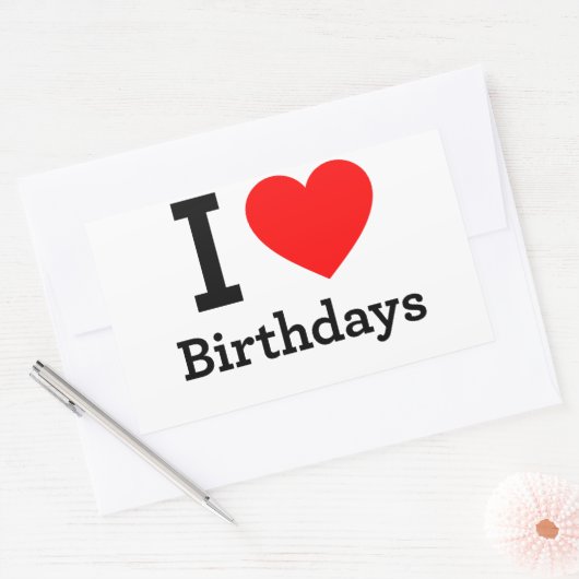 Ik hou van Birthdays Rechthoekige Sticker (Envelop)