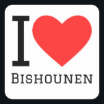 Ik hou van bishounen vierkante sticker<br><div class="desc">Ik hou van bishounen,  voor anime liefhebbers</div>