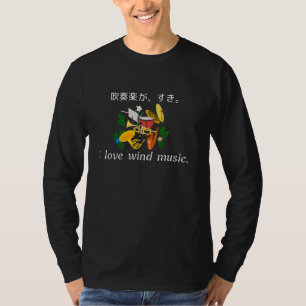 Ik hou van blaasmuziek. koperen blaaskapel orkest t-shirt