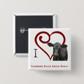 Ik hou van Black Angus Beef Vierkante Button 5,1 Cm (Voorkant /achterkant)