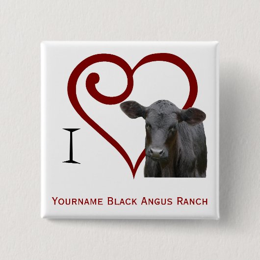 Ik hou van Black Angus Beef Vierkante Button 5,1 Cm (Voorkant)
