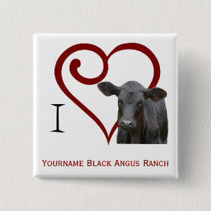 Ik hou van Black Angus Beef Vierkante Button 5,1 Cm