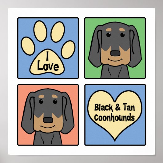 Ik hou van Black en Tan Coonhounds Poster (Voorkant)