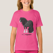 Ik hou van Black Gypsy Vanner Draft Horses T-shirt (Voorkant)