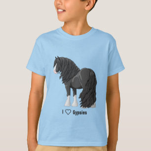 Ik hou van Black Gypsy Vanner Draft Horses T-shirt