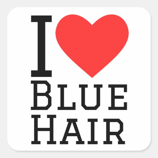 Ik hou van blauw haar vierkante sticker (Voorkant)