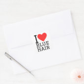 Ik hou van blauw haar vierkante sticker (Envelop)