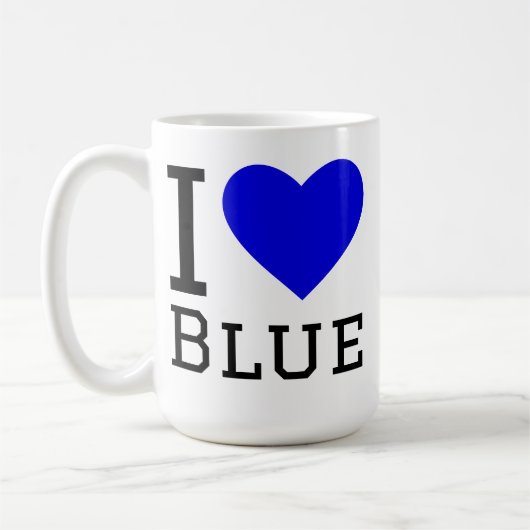 Ik hou van blauw koffiemok (Links)