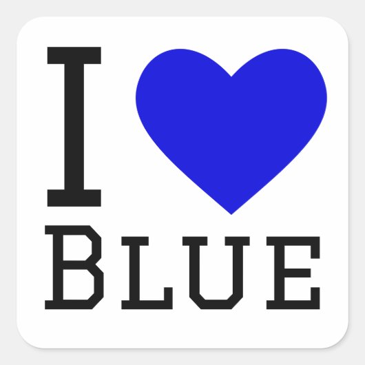 Ik hou van blauw vierkante sticker (Voorkant)