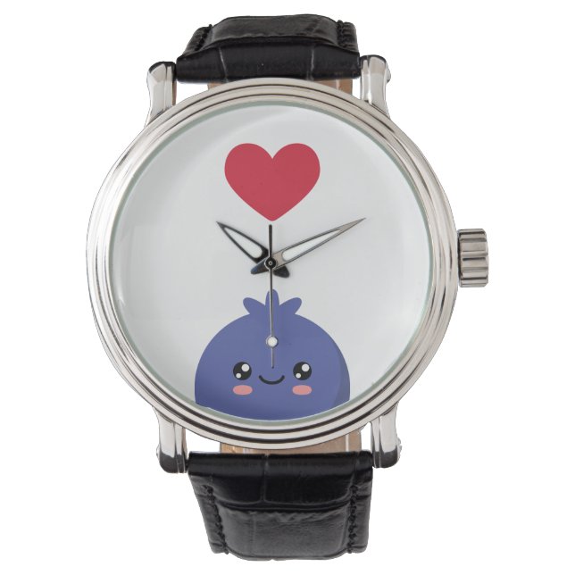 Ik hou van Blauwe bessen Horloge (Voorkant)