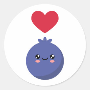 Ik hou van Blauwe bessen Ronde Sticker