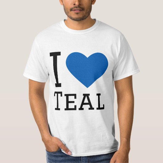 Ik hou van blauwgroen t-shirt (Voorkant)