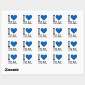 Ik hou van blauwgroen vierkante sticker (Vel)