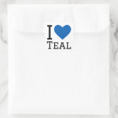 Ik hou van blauwgroen vierkante sticker (Tas)
