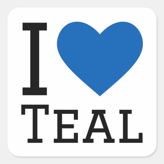 Ik hou van blauwgroen vierkante sticker (Voorkant)