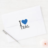 Ik hou van blauwgroen vierkante sticker (Envelop)