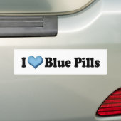 Ik hou van Blue Pills Bumpersticker (Op auto)