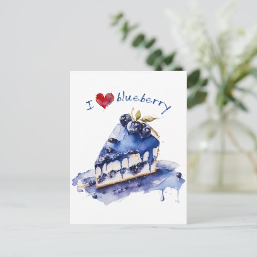 Ik hou van Blueberry TShirt, Blueberry Cake Waterv Briefkaart (Staand voorkant)