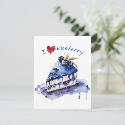 Ik hou van Blueberry TShirt, Blueberry Cake Waterv Feestdagenkaart (Staand voorkant)