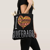 Ik hou van Bluegrass geel Sinaasappel Mandala hart Tote Bag (Dichtbij)