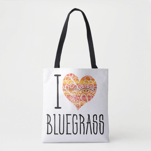 Ik hou van Bluegrass geel Sinaasappel Mandala hart Tote Bag (Voorkant)