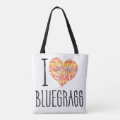 Ik hou van Bluegrass geel Sinaasappel Mandala hart Tote Bag (Achterkant)