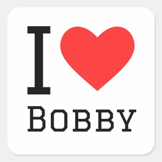 Ik hou van bobby vierkante sticker (Voorkant)
