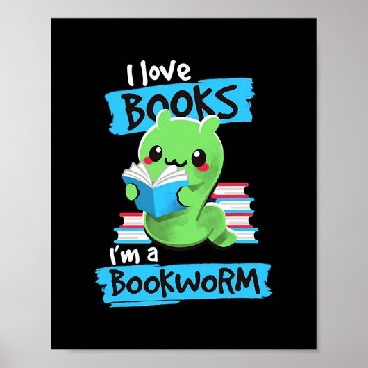 Ik hou van boek en ik ben een boekenworm poster (Voorkant)