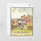 "Ik hou van boeken" Bibliotheek Poster Briefkaart (Voorkant / Achterkant)