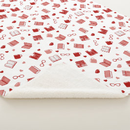 Ik hou van boeken en het lezen van een mooi rood p sherpa deken