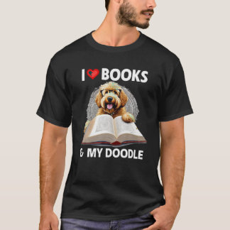 Ik hou van boeken en mijn gouden doodle lezen hond t-shirt