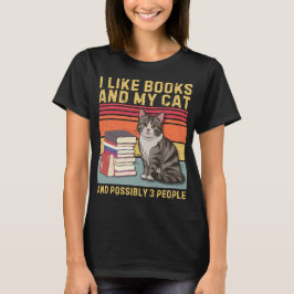 Ik hou van boeken en mijn kat en mogelijk 3 mensen t-shirt