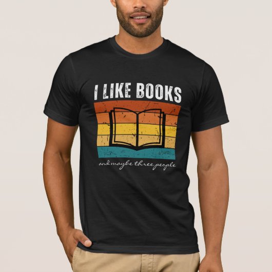 Ik hou van boeken en misschien drie mensen retro z t-shirt (Voorkant)