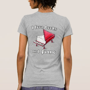 Ik hou van boeken en piano, authentieke kunst uit t-shirt