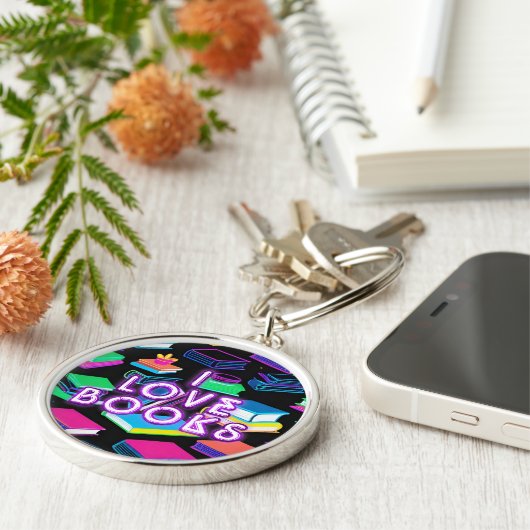 Ik hou van boeken kleurrijk 2 sleutelhanger (Zijkant)