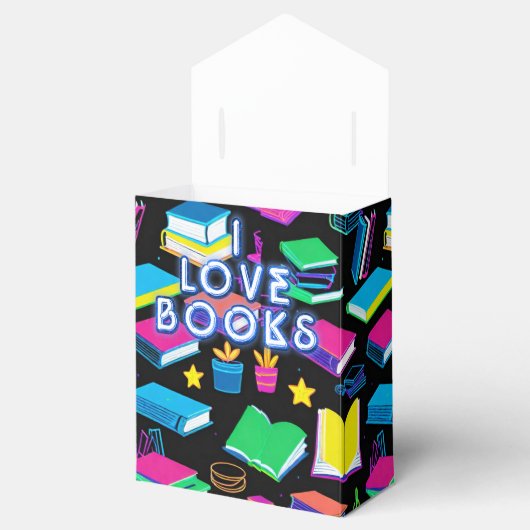 Ik hou van boeken kleurrijke tent bedankdoosjes (Geopend)