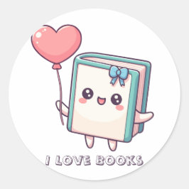 Ik hou van boeken Schattige hart sticker